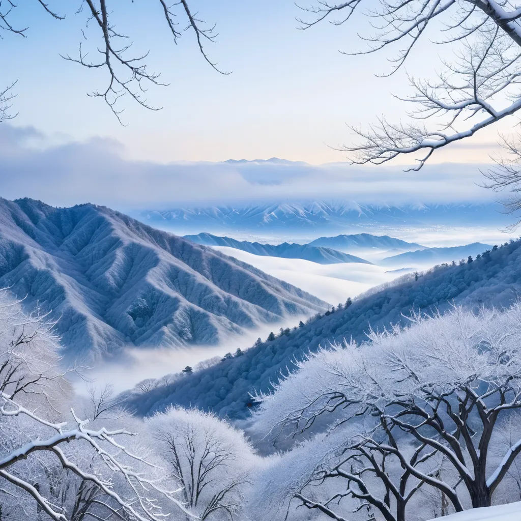 冬 — 雪化粧の山あひ